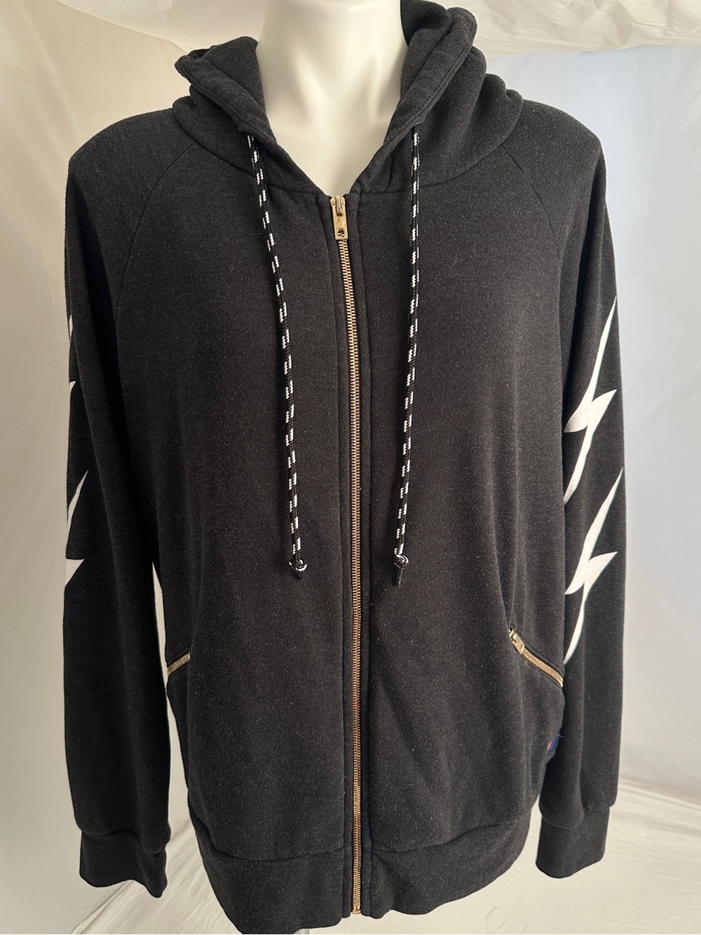 Aviator Nation Bolt 4 charcoal full zip unisex hoodie L